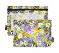 famyily Spring Nature Flowers - Astuccio per matite scolastiche con finestra trasparente, con finestra trasparente e occhielli a 3 fori, per riporre studenti scolastici e insegnanti, multicolore, 2