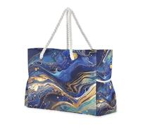 Famyily Surrealism A Vast River Of Blue and Gold Stars - Borsa da spiaggia grande resistente con tasche laterali, borsa da viaggio per palestra, vacanze
