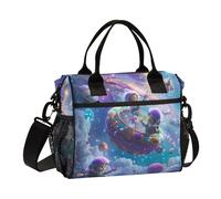 famyily Surrealismo Giornata dei bambini nell'universo Lunch Box per gli uomini con portabottiglie d'acqua Lunch Boxes Women con tracolla Borsa per il pranzo per adolescenti infermieri college