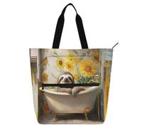famyily Sweet Bradipo Retro Bagno Libro Borsa Tote per Ragazzi Ragazze Donne Robusta Ragazze Riutilizzabile Borsa della Shopping Borsa con Cerniera per Scuola Shopping Spiaggia Arcobaleno