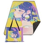 famyily Tappetino da gioco all'aperto a prova di sabbia picnic coperta da spiaggia resistente alla sabbia 203 x 152 cm per 8 a 10 adulti articoli da picnic, bellezza gialla estiva