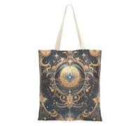 famyily Tela Tote Bag Blu e Oro Tarocchi Astrologia Deck Canvas Shopping Bags Per Generi Alimentari per Dail Carino Tote Bag