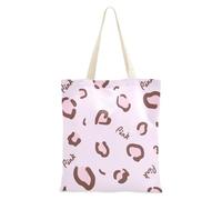 famyily Tote Bags - Borsa da donna in tela con stampa leopardata pesca per collega, borsa per la spesa