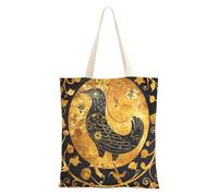 famyily Tote di tela di canapa di stile del manifesto nero dorato dell'uccello totes della tela per le donne per le borse di totalizzatore iniziali