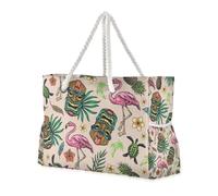 Famyily - Totem tropicale colorato fenicottero speranza, borsa da viaggio resistente con cerniera con tasche laterali, borsa da viaggio per spiaggia, sport, borsa buona per viaggi, piscina, nuoto