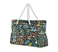 famyily Trendy Bright Floral Pattern Vintage Borse portatili e Totes con tasche laterali Spalla Weekender Pernottamento Buono per Viaggi Piscina Nuoto Spiaggia Vacanze Necessità