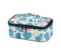 famyily Tropical Red Flowers Palm Leaves Starfish Bright Turquoise Decorative Lunchbag Piccolo Riutilizzabile Tote Bag Adult Lunch Boxes per le donne per la spiaggia cartera lonchera para Mujer