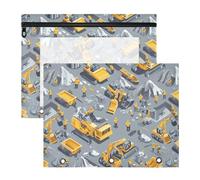 famyily Trousse multiuso con 3 anelli per lettere A4, confezione da 2 pezzi, per insegnanti, scuola, scena edilizia, dighe, bulldozer