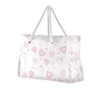 famyily Unicorns, borsa da lavoro robusta con tasche laterali, extra large, ideale per viaggi, piscina, nuoto, spiaggia, vacanze
