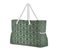 famyily Verde e oro texture vintage portatile spalla Weekender con tasche laterali da donna Weekender Viaggi Buono per i viaggi in piscina Nuoto Spiaggia Vacanze Necessità