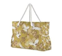 Famyily White Crane - Borse da spiaggia resistenti e borse con tasche laterali, borse per weekend, borsa da spiaggia, borsa da lavoro, borsa per la spesa