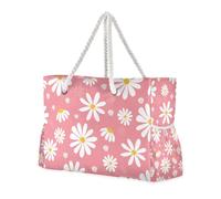 Famyily White Daisy - Borse da lavoro resistenti con tasche laterali con cerniera, borsa da spiaggia, borsa da lavoro, borsa per la spesa