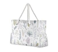 Famyily Wild Floral Neutral Borsa a mano moderna a prova di sabbia, grande con tasche laterali, borsa da viaggio portatile, oggetti essenziali da viaggio, regali da spiaggia, regali di compleanno