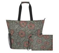 famyily William Morris Petunia, borsa da viaggio di grande capacità, con cerniera e tasche in rete, 2 pezzi, weekender per la notte, giocattoli, asciugamani, viaggi, crociera