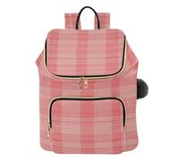 famyily Zaini da donna in corallo rosso a quadri, alla moda, leggero, borsa a tracolla da donna, per viaggi, lavoro, shopping