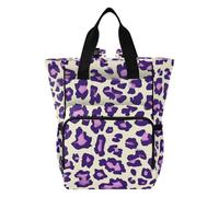 famyily Zaino per mamma, borsa per pannolini, zaino per mamme e papà | Borsa da viaggio per maternità di grande capacità, essenziale per neonati, viola leopardato