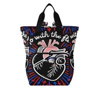 famyily Zaino per pannolini, zaino per pannolini per mamme e papà | Elegante borsa da viaggio maternità, per lavoro, viaggi, vacanze, infermiera cardiaca, anatomia cuore