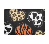 Famyily - Zerbino di benvenuto a cuore leopardo marrone 32 x 20 pollici antiscivolo in gomma a basso profilo, tappetino di ingresso aggiuntivo per casa, interno, fattoria, cucina, cortile