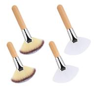 Fan Brush Set 4 pezzi Fan-Shaped Powder, 4,53 x 2,48 in Brushes, Soft Bristles Wooden Handle, Viso Makeup Blush Powder, Cosmetic Applicators Tools for Women & Girls