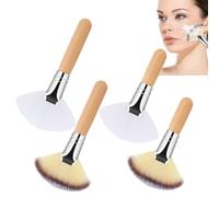 Fan Brush Set, Fan-Shaped Design, 11.5x6.3cm/4.53x2.48 9x6.3cm/3.54x2.48 Inches Soft Bristles, 4-Piece Set, Lightweight Build, Makeup or Use Nylon Hair + Aluminum Tube