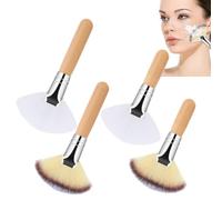 Fan Brushes Makeup, Fans Shaped Powder Brush Set, 4.53x2.48 Inches, Soft Bristles Wooden Handle, Smooth Blend Application for Face Make Up and Beauty Routines, Wood Color