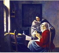 FAN C. Johannes Vermeer - Concerto Interrotto Riproduzioni Quadro Stampa su Tela Arrotolata 90X80 cm - Genere Dipinti Decorazione da Parete