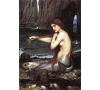 FAN C. John William Waterhouse - Una Sirena Riproduzioni Quadro Stampa su Tela Arrotolata 40X60 cm - Mitologia Dipinti Decorazione da Parete