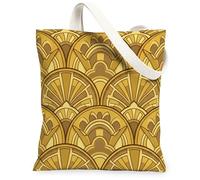 Fan Canvas Tote Bag per le donne, arte elegante arco curva autunno oro lavabile riutilizzabile borsa tote per tutti i giorni per shopping brunch Par, Oro, 13x15 Inch