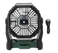Fan da campeggio esterno USB la per tenda portatile ricaricabile con lanterna a LED Raffreddamento efficiente per le escursioni per campeggio Materiale ABS 10400MAH BATTERIALE (Verde scuro)