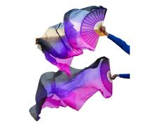 fan della danza cinese, 1 paio/1 pz Danza Del Ventre Velo A Ventaglio Di Seta Bambù Fatti A Mano Tinto Prestazioni Multicolor 120-250x90 cm(1pair-type 4,150x90cm)