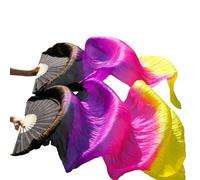 fan della danza cinese, Ventaglio Di Danza Del Ventre In Seta Multicolor 120-280cm 2 Pz(A,L-180cm-1pair(2pcs))