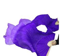 fan della danza cinese, Ventaglio Di Danza Del Ventre In Seta Multicolor 120-280cm 2 Pz(Silver,S-120cm-1pair(2pcs))