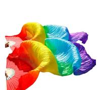 fan della danza cinese, Ventaglio Di Danza Del Ventre In Seta Multicolor 120-280cm 2 Pz(White,XL-230cm-1pair(2pcs))