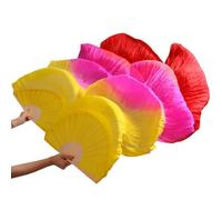 fan della danza cinese, Ventaglio Di Danza Del Ventre In Seta Multicolor 120-280cm 2 Pz(Yellow,S-120cm-1pair(2pcs))