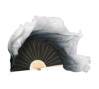 fan della danza cinese, Ventaglio pieghevole di danza del ventre in bambù seta for destrimani e mancini, confezione da 2(31cm 15cm,2pcs right hand)