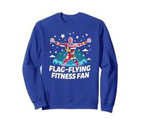Fan di Fitness Volante della Bandiera Felpa, Unisex per Adulti, Blu Reale, S