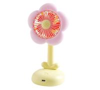 Fan Di Scrivania Tranquilla - Flower Piccole Ventilatori Per Il Raffreddamento Della Camera Da Letto | Circulatore Ad Aria Con Luce Notturna E 2 Marce Per Ragazze Donne Viaggiare In Camicia Da Picnic