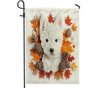 Fan Fall Westie Dog Garden Bandiere 30,5 x 45,7 cm double face per esterni, quilling di carta autunnale modello animale domestico bandiere standard tela casa, cucciolo acero cortile cortile prato