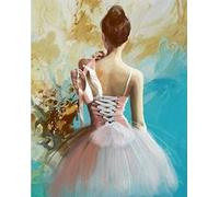 Fan House Dipingi con i Numeri per Adulti, Kit di Pittura a Olio su Tela Fai-da-Te per Bambini con Pennelli Pittura a Pigmento Acrilico Disegno 40x50cm Senza Cornice,Ballerina