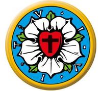 Fan-O-Menal Spilla con bottone distintivo con motivo stampato - Luther- Rosa - 06337, ca. 5,7cm, Metallo Poliestere Plastica