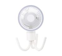 Fan Pram portatile, ventola da campeggio con luce a LED, ventola di clip per bambini ricaricabile con clip treppiede flessibile, ventola a batteria portatile a 3 velocità con gancio appendiali