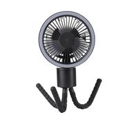 Fan Pram portatile, ventola da campeggio con luce a LED, ventola di clip per bambini ricaricabile con clip treppiede flessibile, ventola a batteria portatile a 3 velocità con gancio appendiali