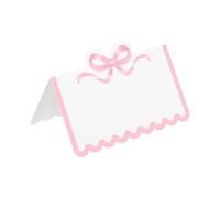 Fan Shape Table Cards With Bowknot DIY Blank Name For Weddings Birthday Father's Day Mother's Party Decoration 300pcs Per Feste(PINK)