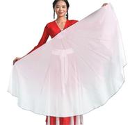 Fan Veils Danza del Ventre,Fan Veils 2 pezzi di velo a lisca pesce, ventaglio, oggetti scena for spettacoli danza popolare, adorazione, lode, cartilagine, colore sfumato, luce grande 60 cm(White)