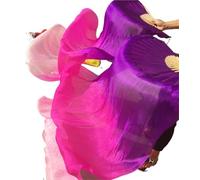 Fan Veils Danza del Ventre,Fan Veils Un paio di veli seta for danza del ventre da donna, accessori for spettacoli teatrali leggeri e fluidi, for costumi orientali, 1,8 m(Ivory,180cm-Hot Size)