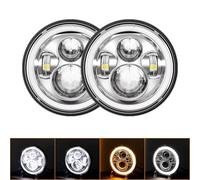 Fanale Anteriore Fari Anteriori A LED Rotondi 7" Bianchi DRL/Indicatori Direzione Ambra Per Wrangler TJ 2 Porte LJ CJ-8 Scrambler CJ-7 1976-2016 Fari Fanali Anteriori(40W Sliver)