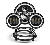 Fanale Anteriore Fari Anteriori Per Moto Faro Anteriore A LED Da 7 Pollici Per Moto Con Luce Sorpasso Ausiliaria A LED Da 4-1/2" E 4,5 Pollici Per Touring Per Electra Per Glide(Black Set DRL)