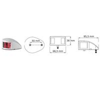 FANALE DI VIA MOUSE DECK ROSSO CORPO ABS BIANCO 112,5° SINISTRO ACCESSORI NAUTIC