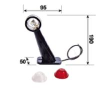 FANALE LATERALE INGOMBRO BIANCO/ROSSO DIRITTO LAMPADA 12/24V R5W 27111