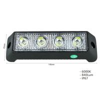 Fanale Luci Diurne A Led DRL Work Light Faro Da Lavoro 12V 24V 12W (4X3W) IP67